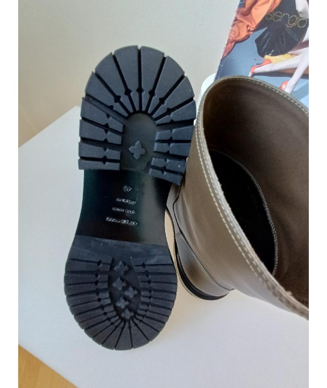 SERGIO ROSSI Хаки кожаные ботинки, фото 8