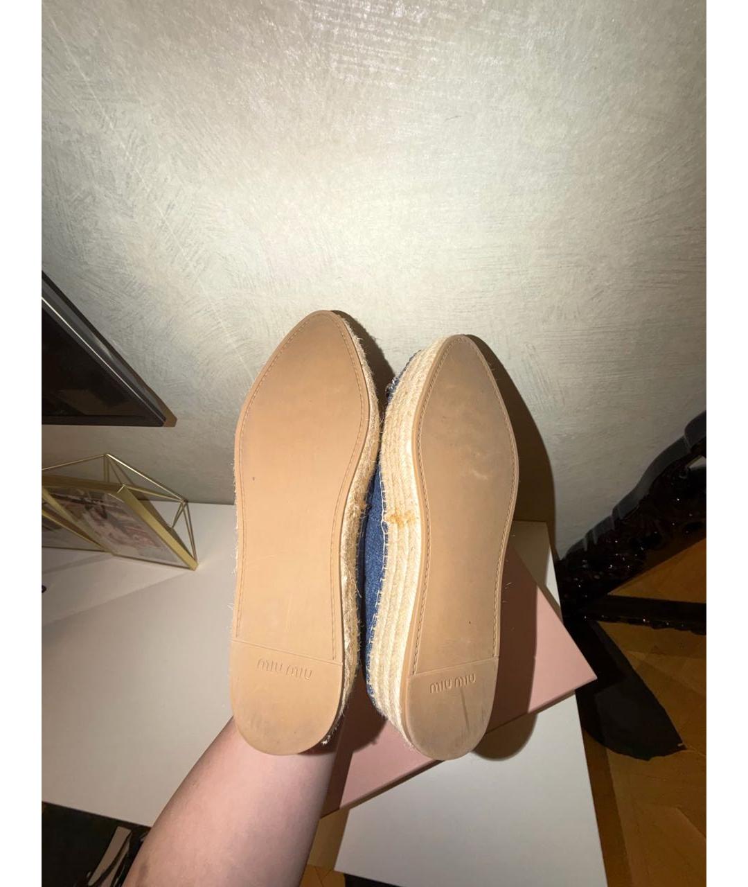 MIU MIU Синие текстильные лоферы, фото 5