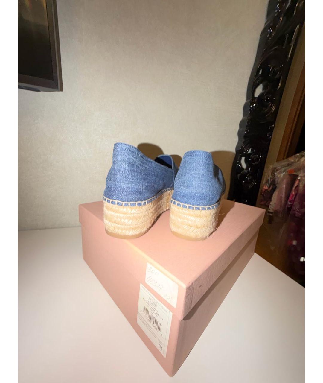 MIU MIU Синие текстильные лоферы, фото 4