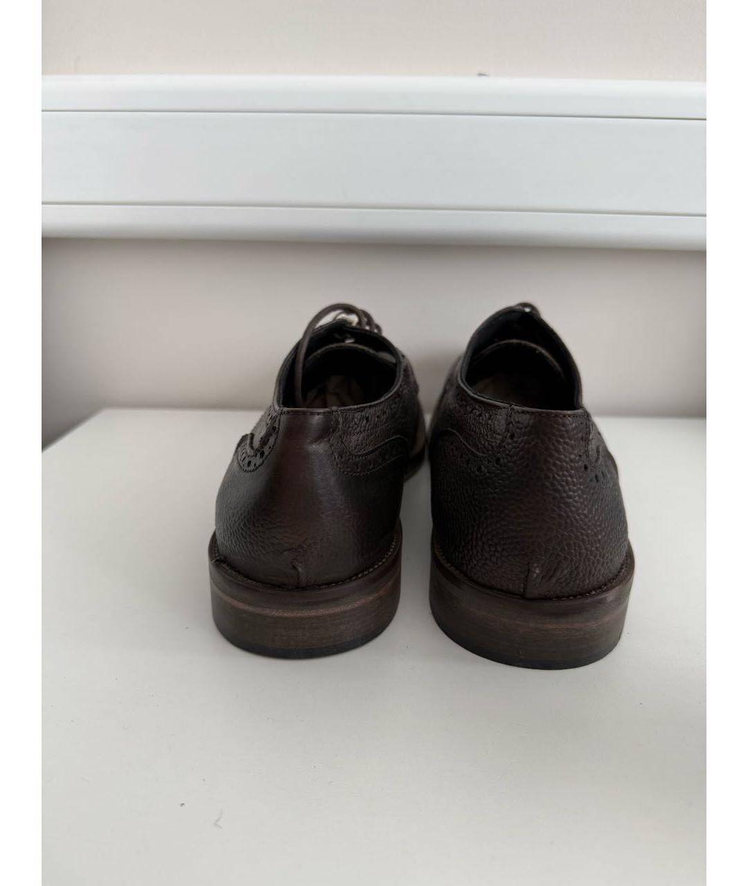 DANIELE ALESSANDRINI Коричневые кожаные низкие ботинки, фото 3