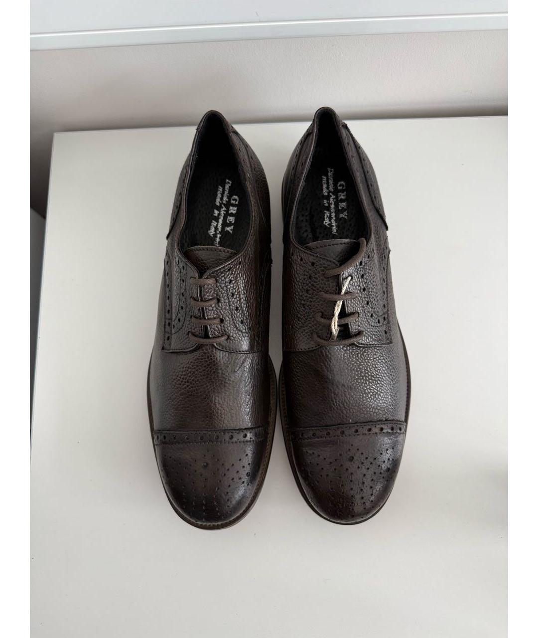 DANIELE ALESSANDRINI Коричневые кожаные низкие ботинки, фото 2