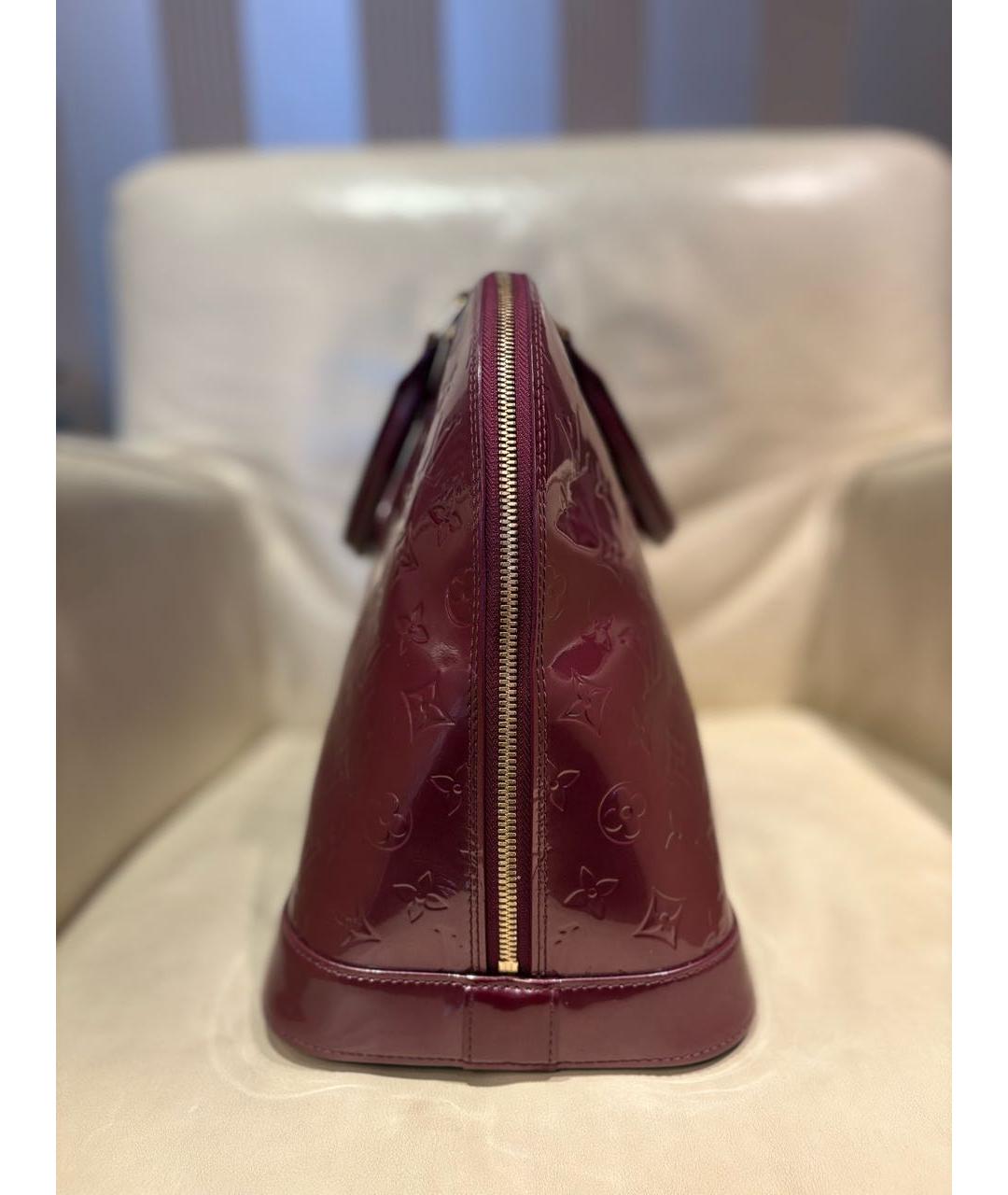 LOUIS VUITTON Бордовая сумка с короткими ручками из лакированной кожи, фото 4