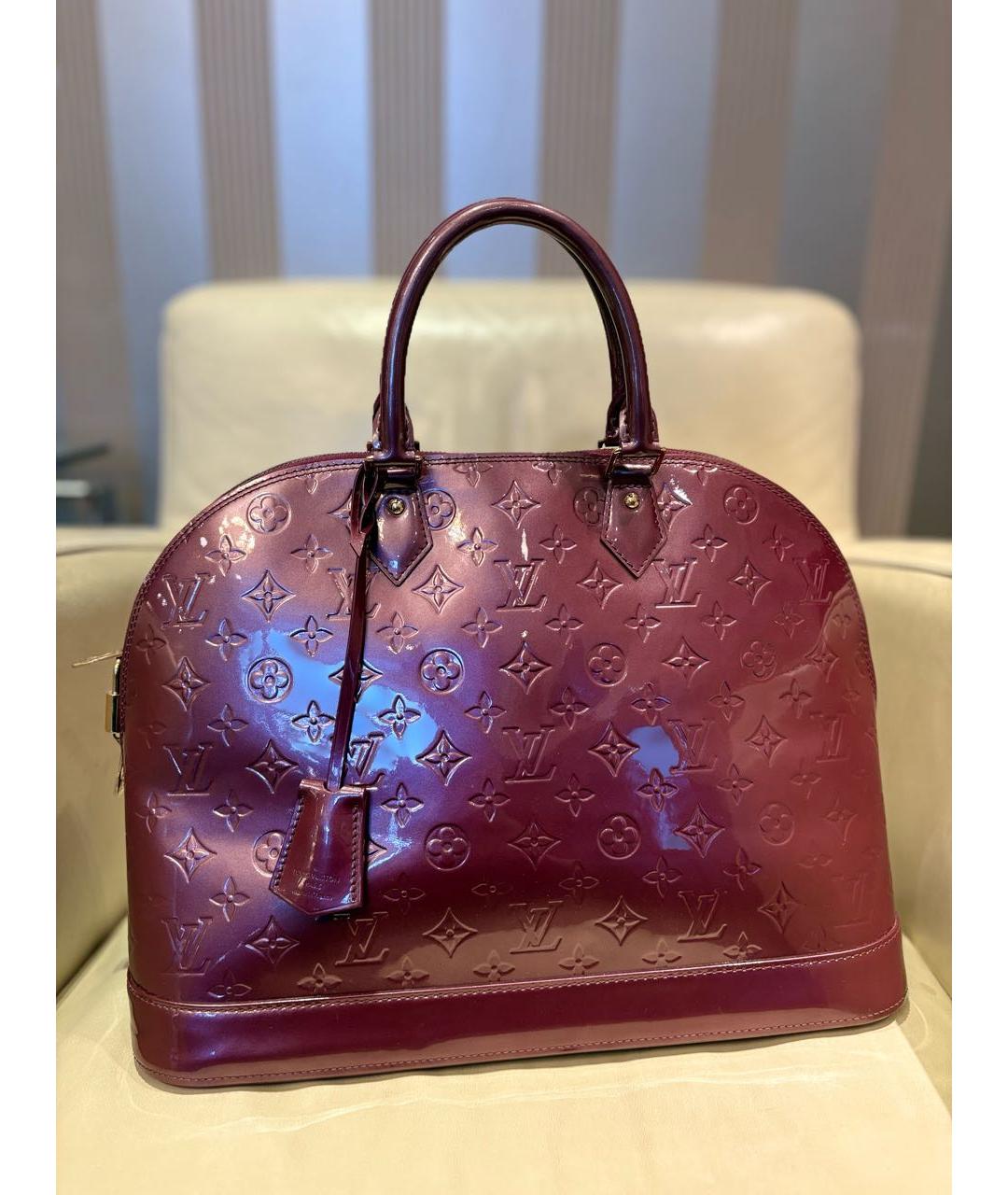 LOUIS VUITTON Бордовая сумка с короткими ручками из лакированной кожи, фото 9