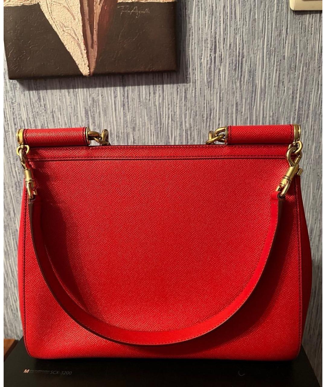 DOLCE&GABBANA Красная кожаная сумка с короткими ручками, фото 3