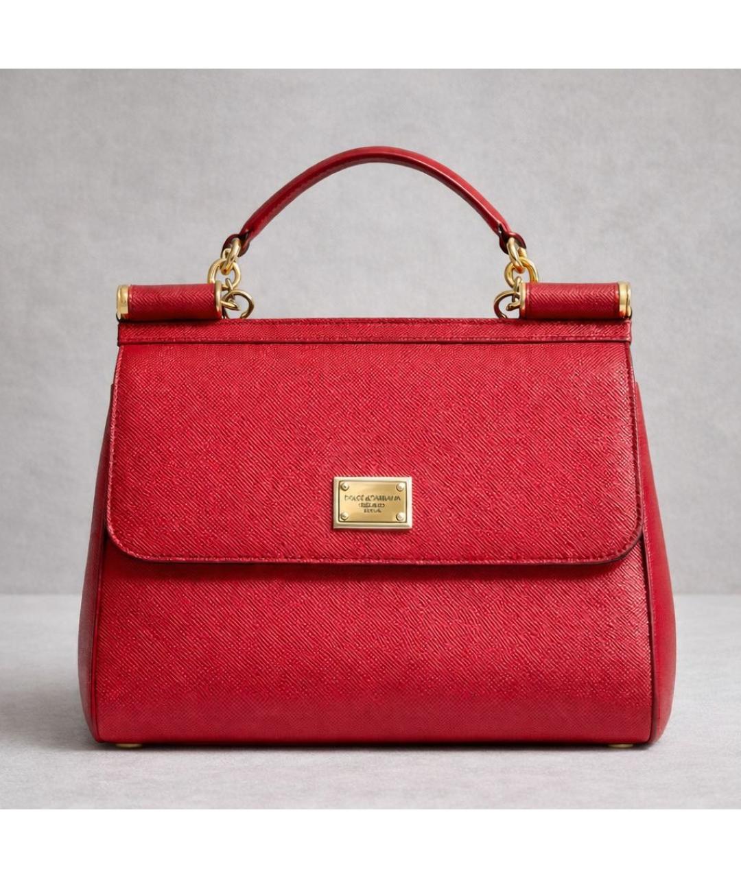 DOLCE&GABBANA Красная кожаная сумка с короткими ручками, фото 8