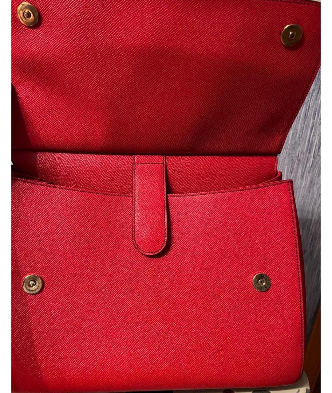 DOLCE&GABBANA Красная кожаная сумка с короткими ручками, фото 5