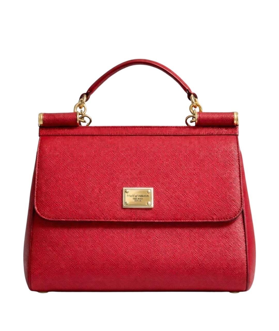 DOLCE&GABBANA Красная кожаная сумка с короткими ручками, фото 1