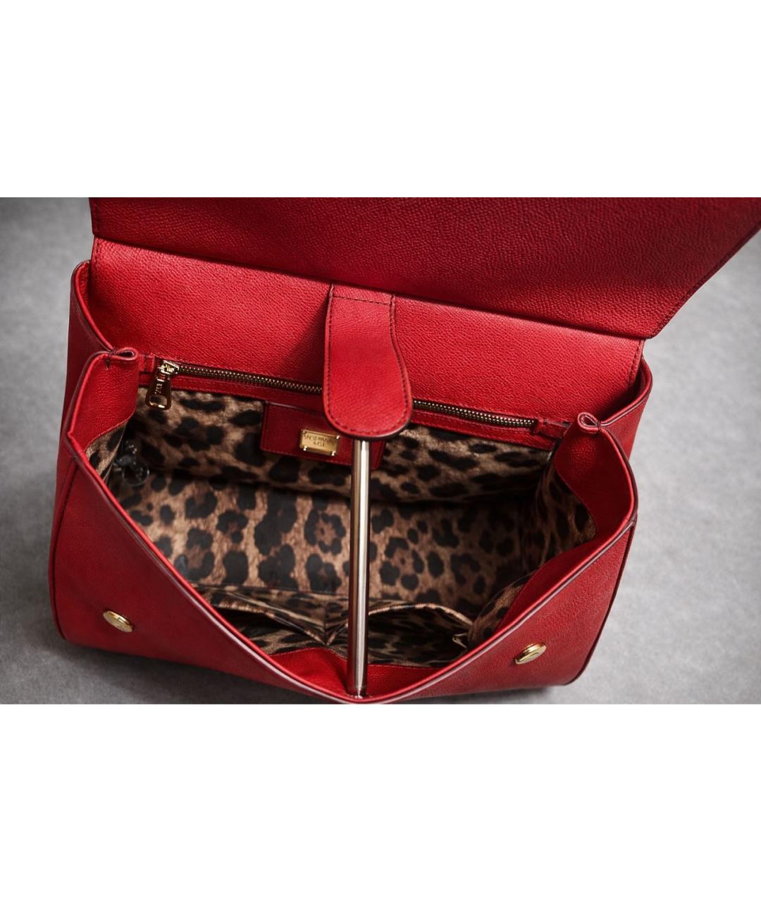 DOLCE&GABBANA Красная кожаная сумка с короткими ручками, фото 4