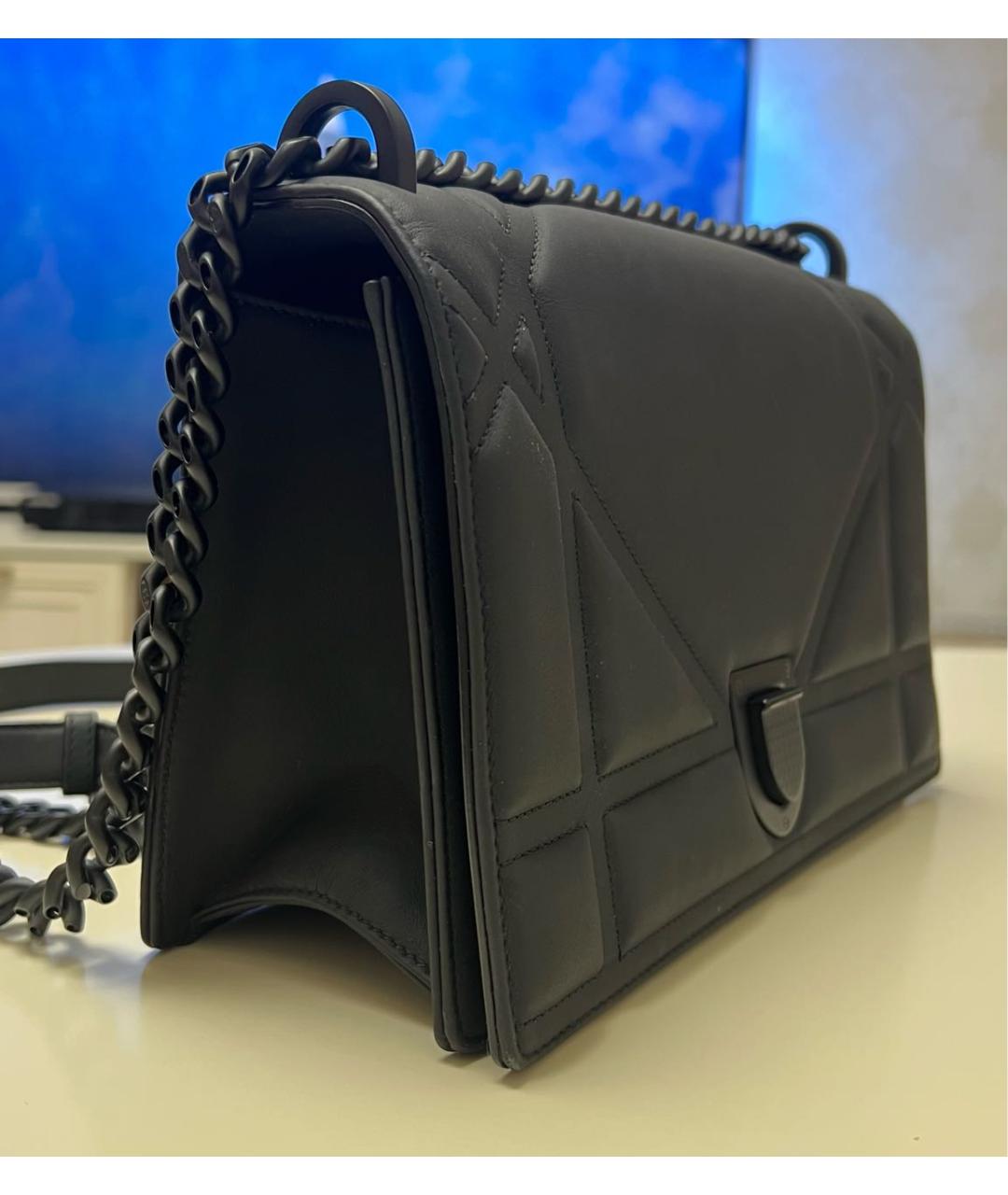 CHRISTIAN DIOR Черная кожаная сумка через плечо, фото 2