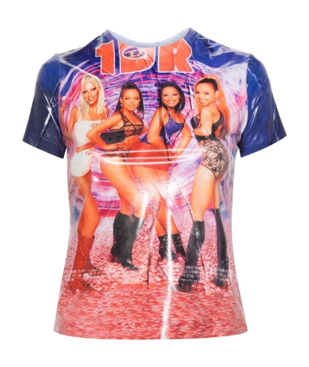 DIESEL Синяя полиэстеровая футболка, фото 1