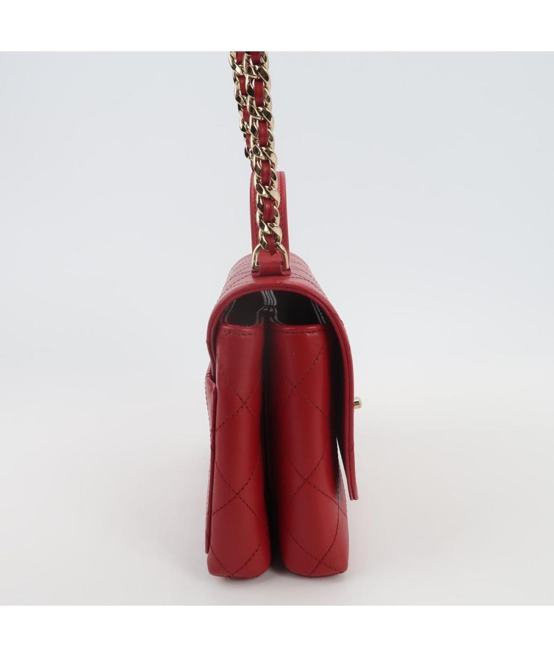 CHANEL Красная кожаная сумка через плечо, фото 3