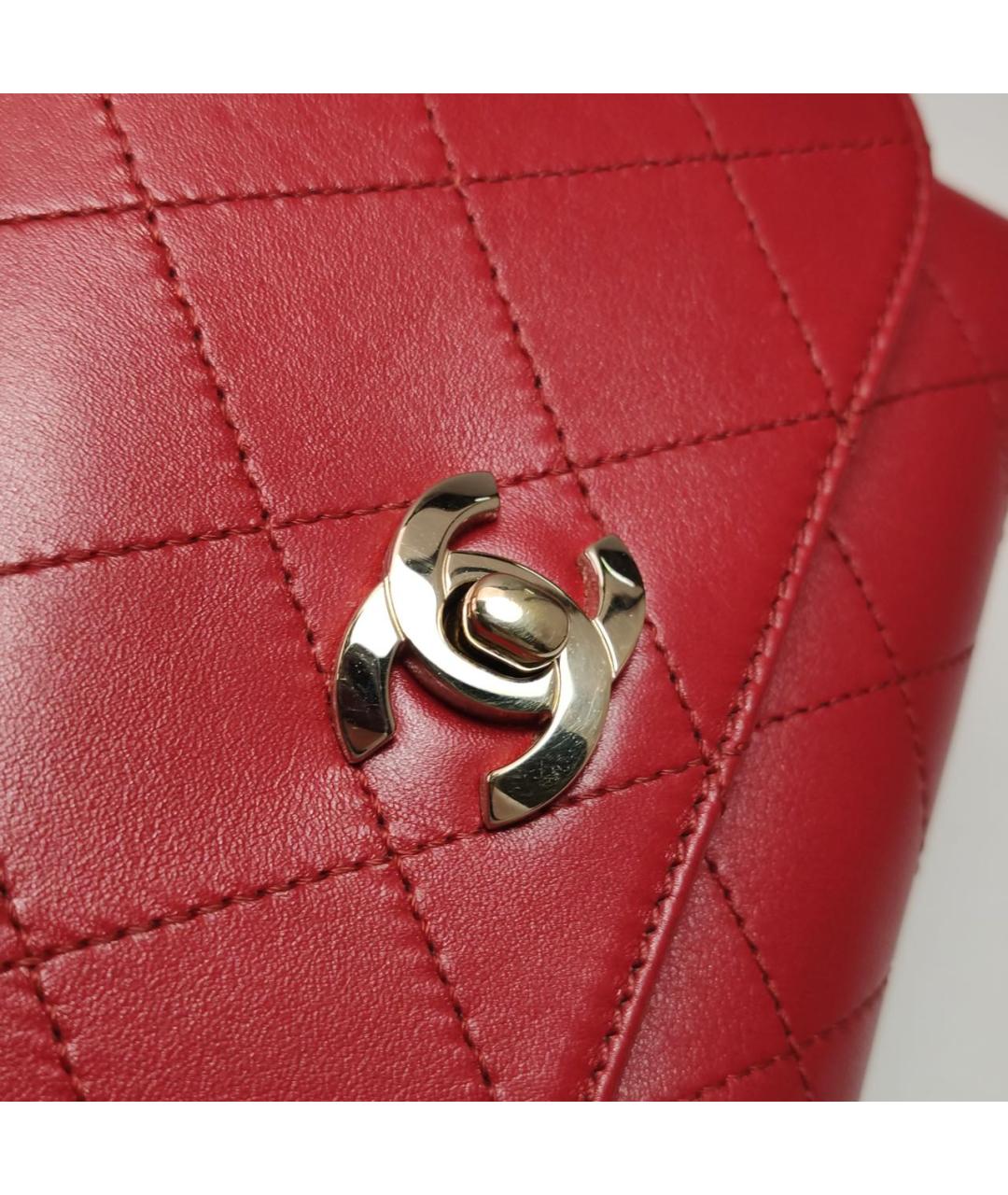 CHANEL Красная кожаная сумка через плечо, фото 8