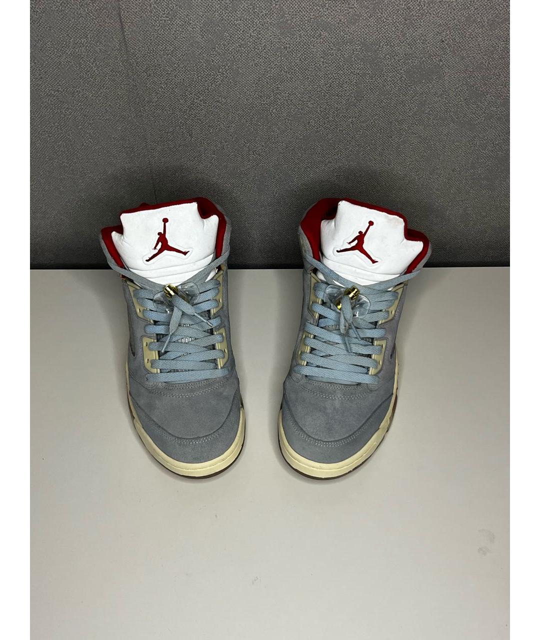 JORDAN Голубые замшевые высокие кроссовки / кеды, фото 4