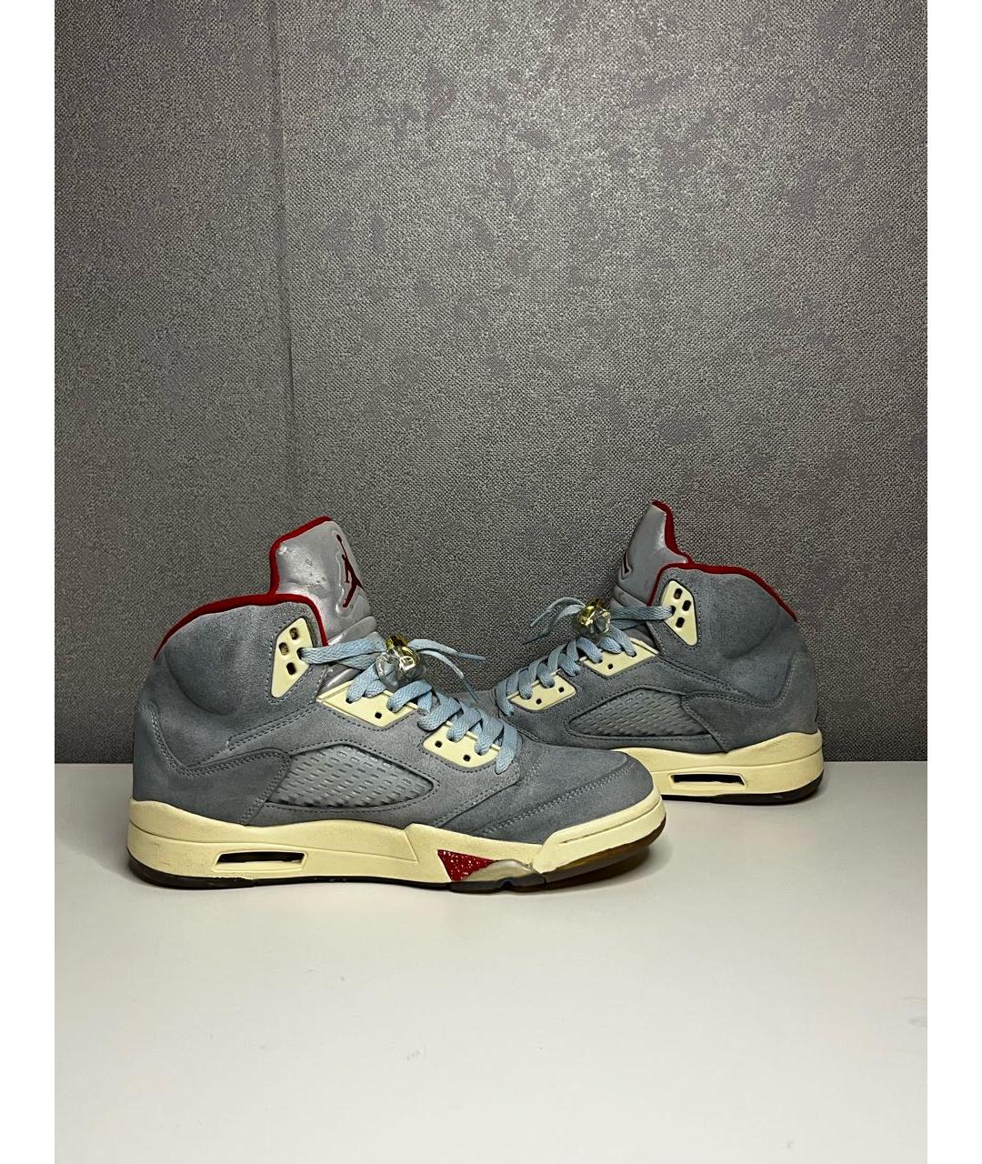 JORDAN Голубые замшевые высокие кроссовки / кеды, фото 3