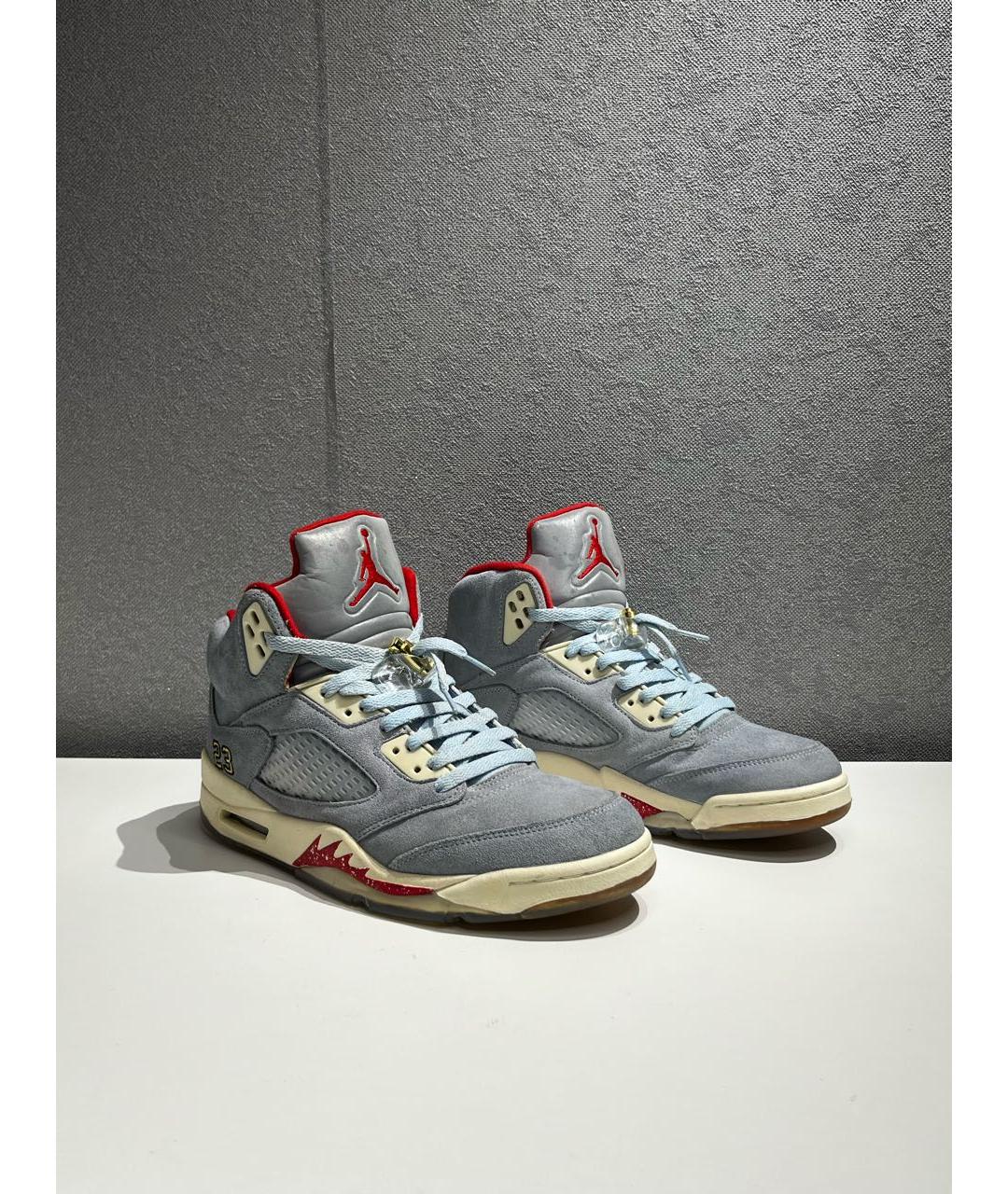 JORDAN Голубые замшевые высокие кроссовки / кеды, фото 2