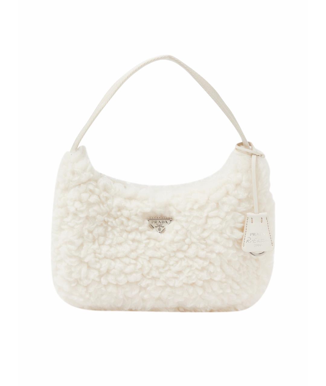 PRADA Белая шерстяная сумка с короткими ручками, фото 1