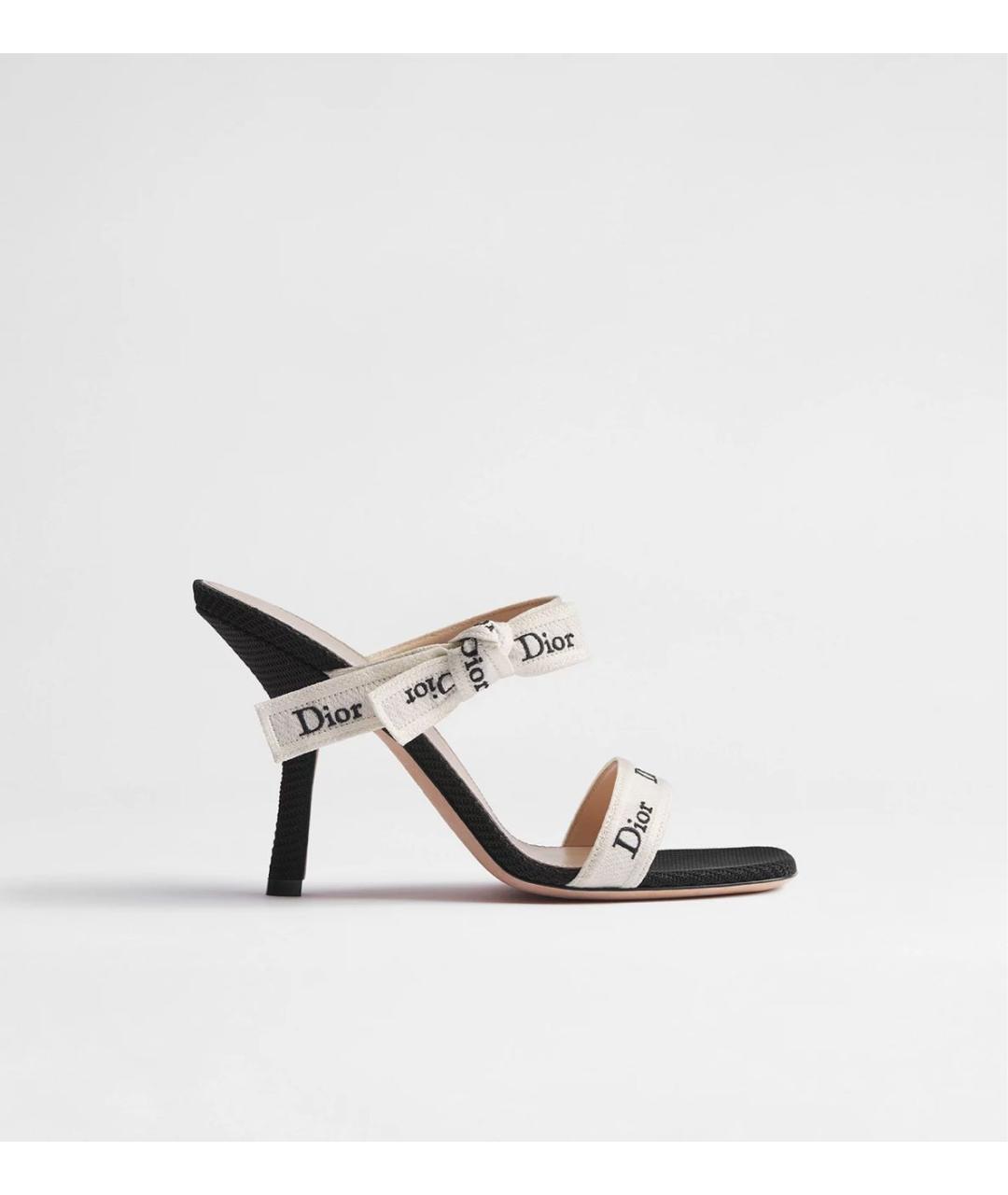 CHRISTIAN DIOR Белые текстильные мюли, фото 4