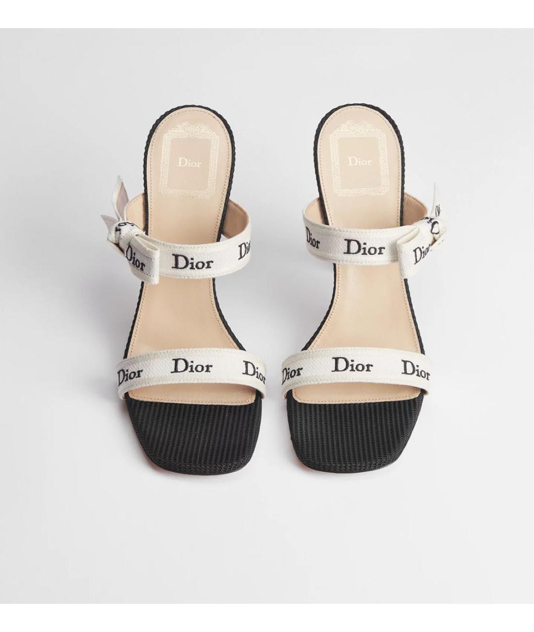 CHRISTIAN DIOR Белые текстильные мюли, фото 2