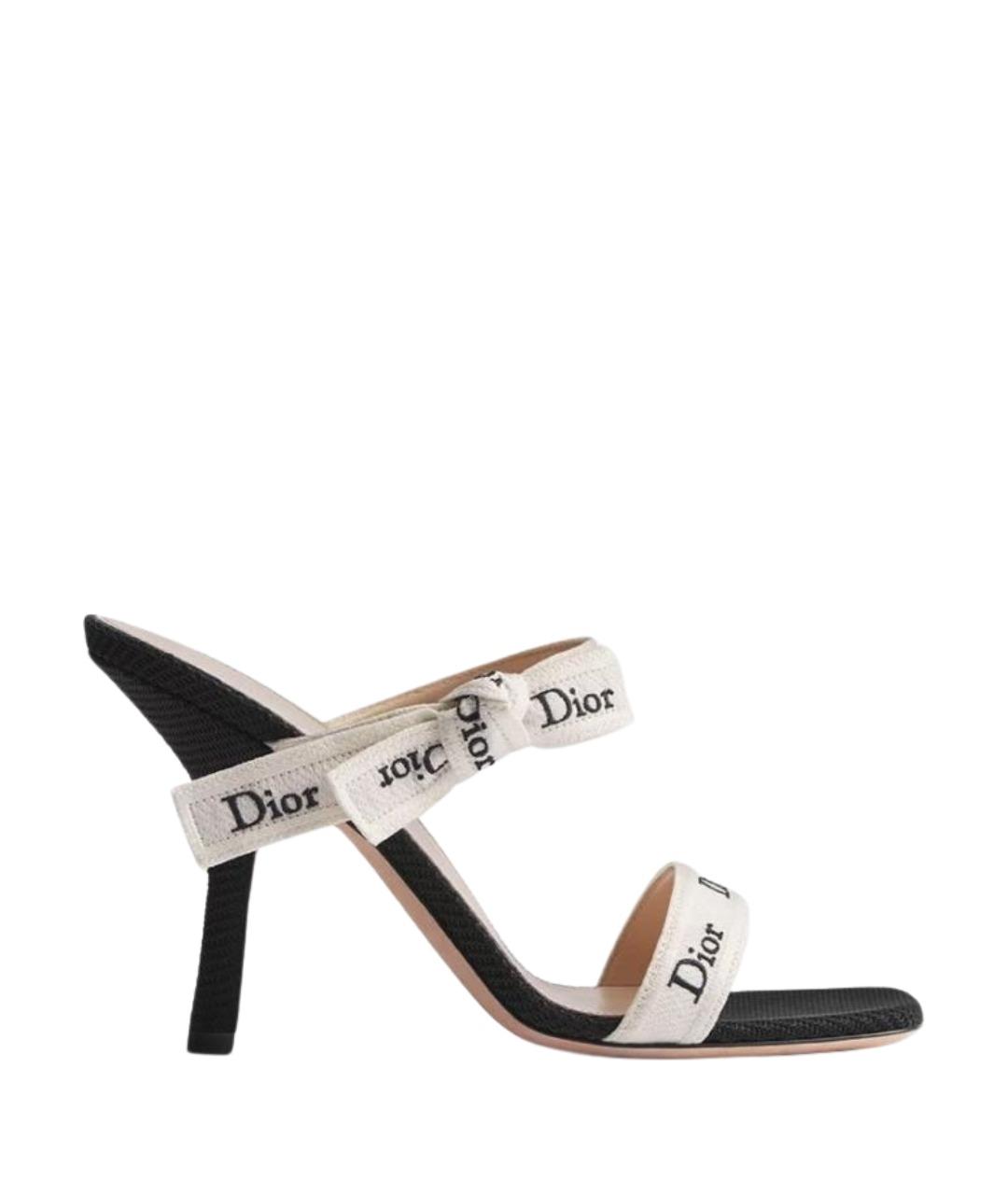 CHRISTIAN DIOR Белые текстильные мюли, фото 1