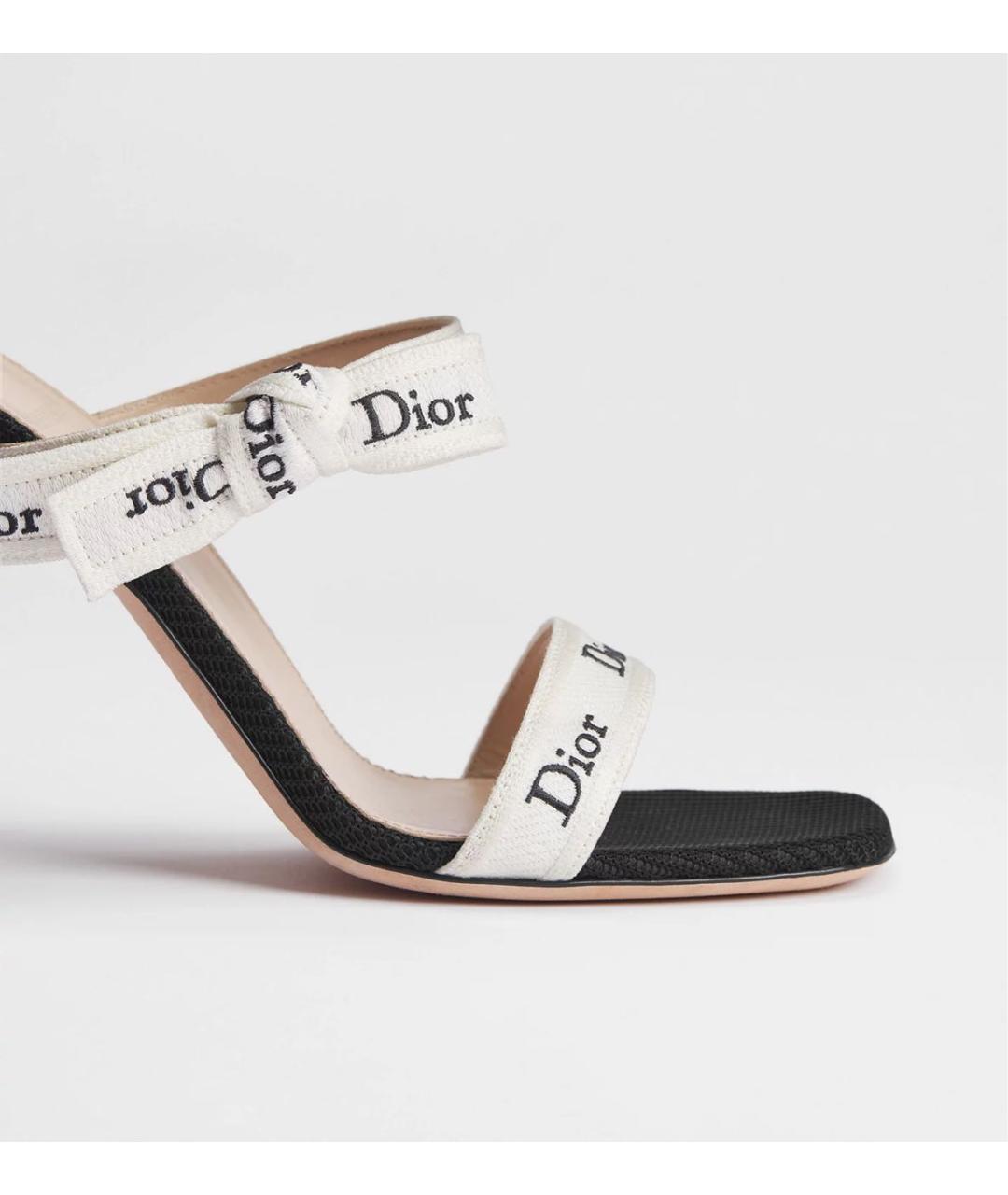 CHRISTIAN DIOR Белые текстильные мюли, фото 3