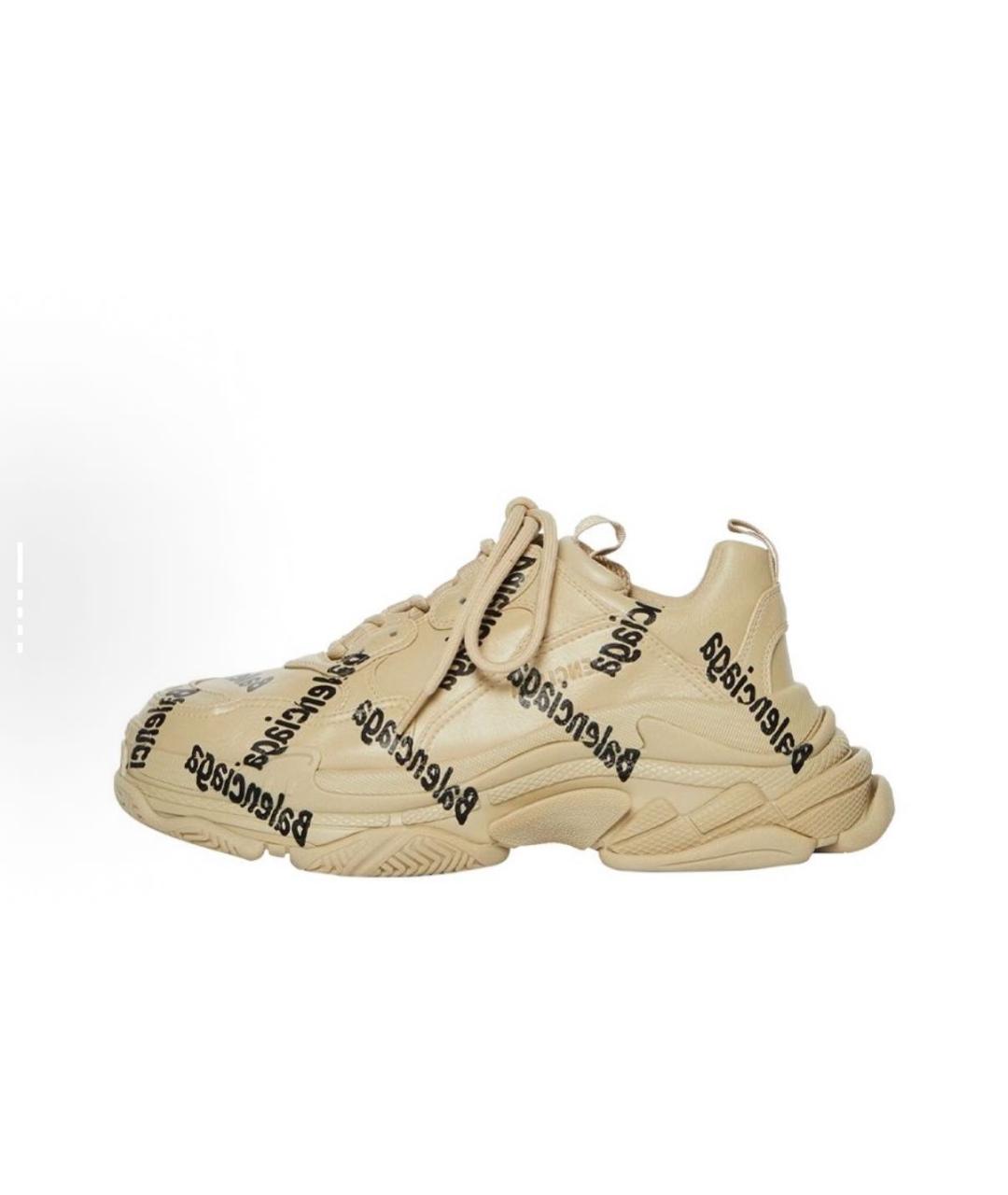 BALENCIAGA Бежевые кожаные кроссовки, фото 3