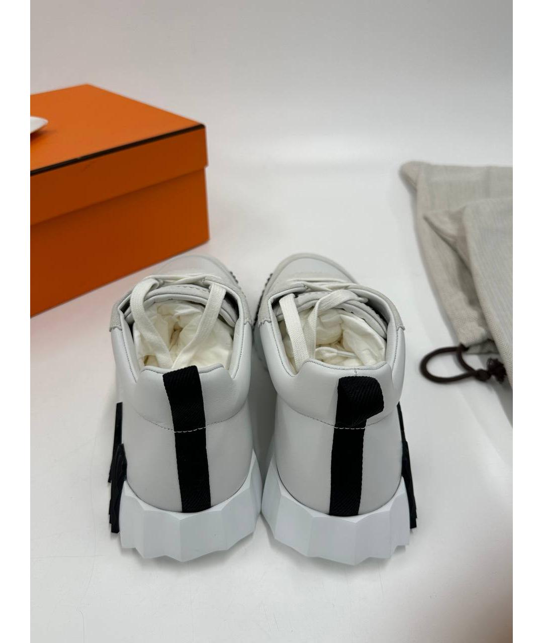 HERMES Белые кожаные низкие кроссовки / кеды, фото 3