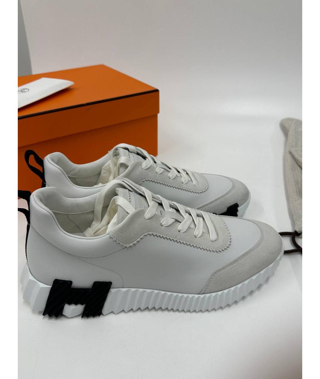 HERMES Белые кожаные низкие кроссовки / кеды, фото 4