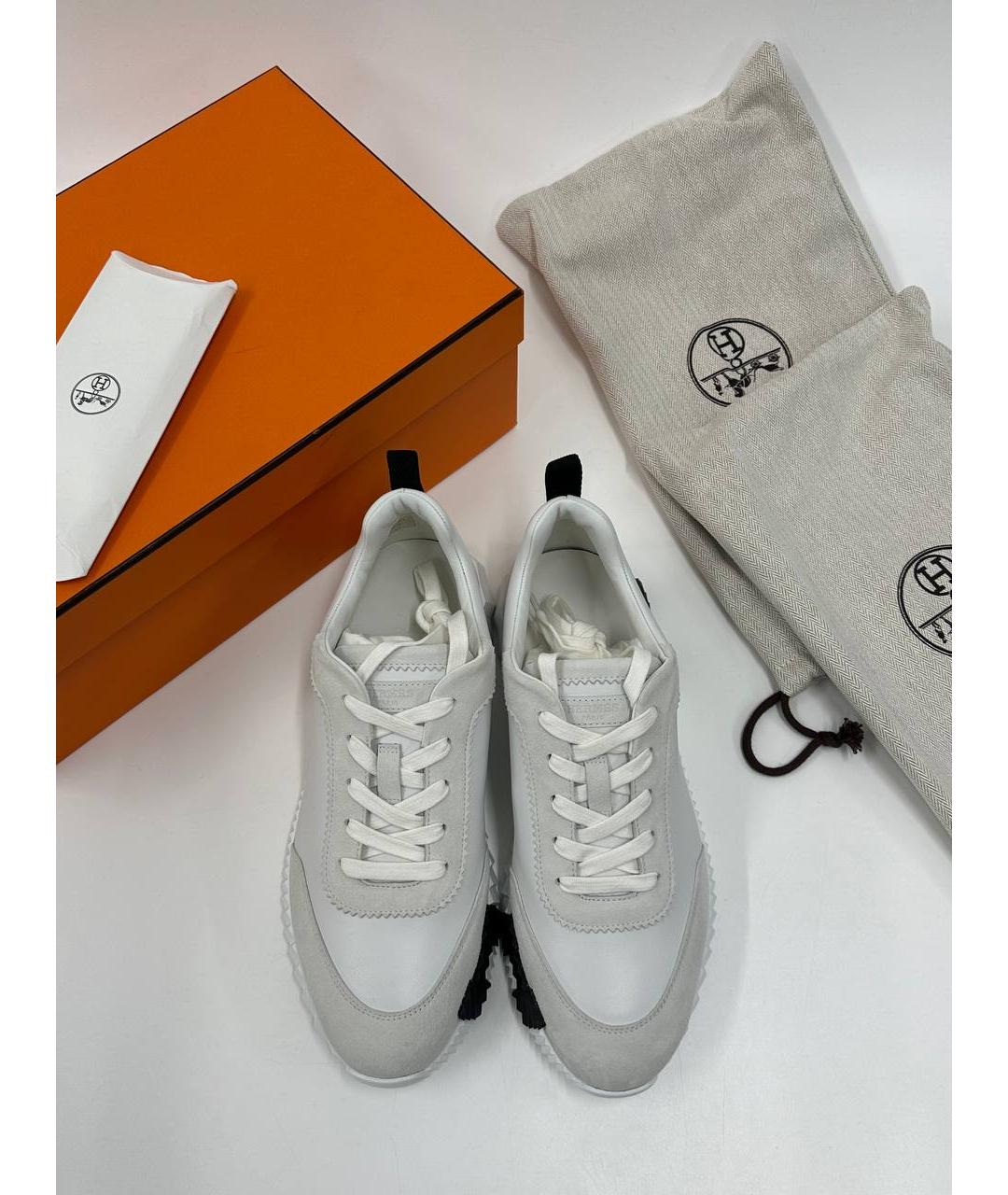 HERMES Белые кожаные низкие кроссовки / кеды, фото 5