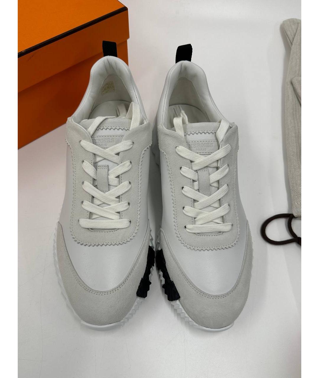 HERMES Белые кожаные низкие кроссовки / кеды, фото 2