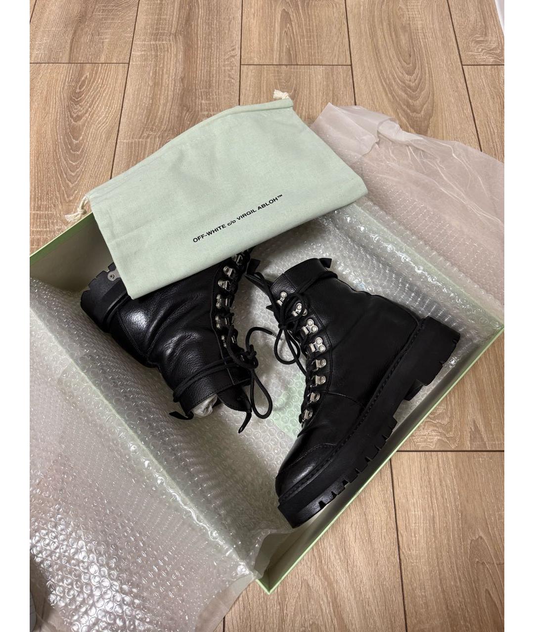 OFF-WHITE Черные кожаные ботинки, фото 5