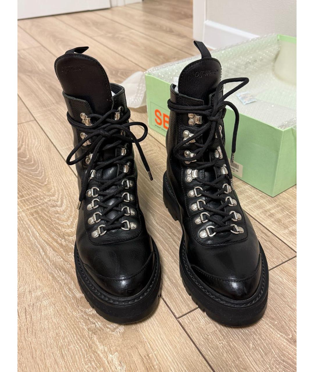 OFF-WHITE Черные кожаные ботинки, фото 2