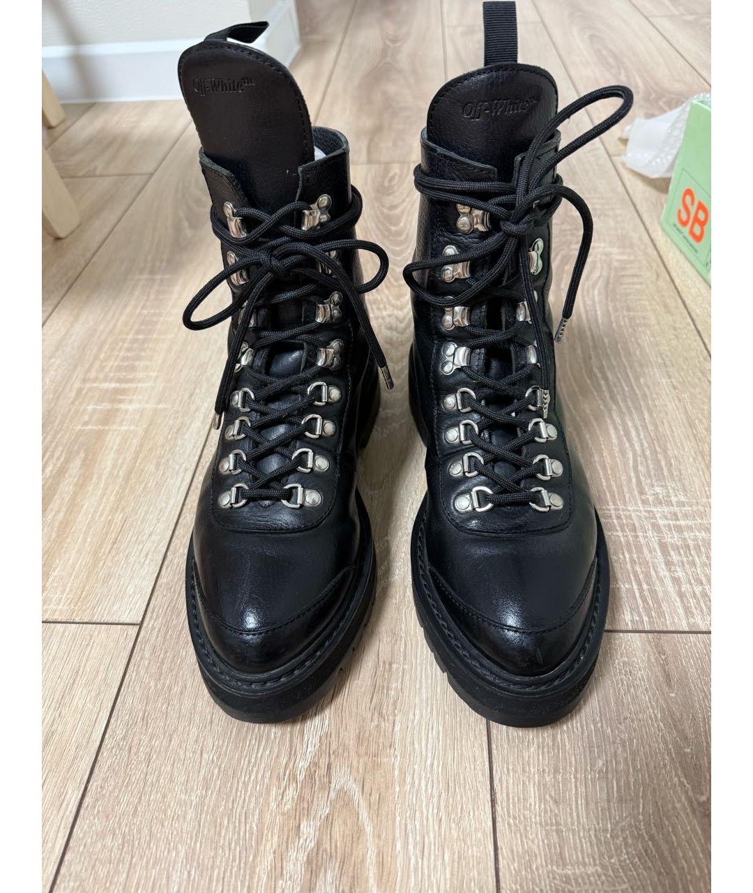 OFF-WHITE Черные кожаные ботинки, фото 3