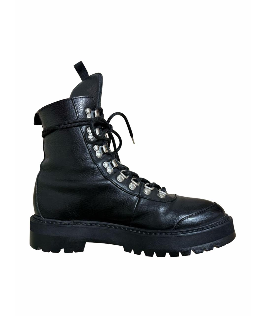 OFF-WHITE Черные кожаные ботинки, фото 1