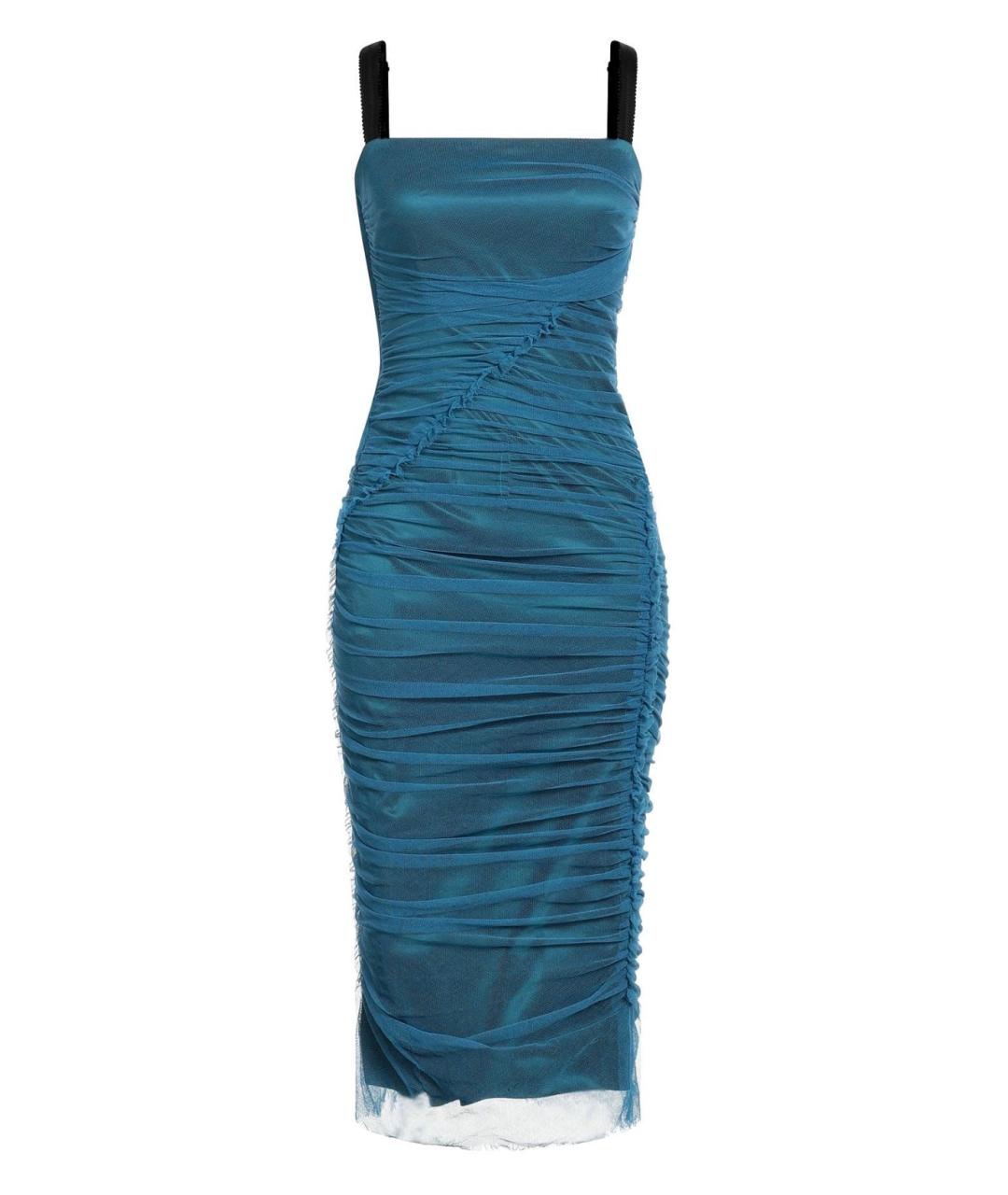 DOLCE&GABBANA Голубое хлопко-эластановое коктейльное платье, фото 4