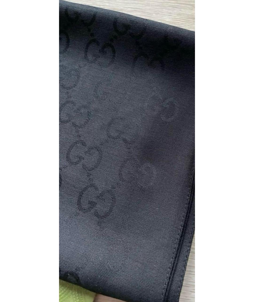 GUCCI Черный шерстяной шарф, фото 4