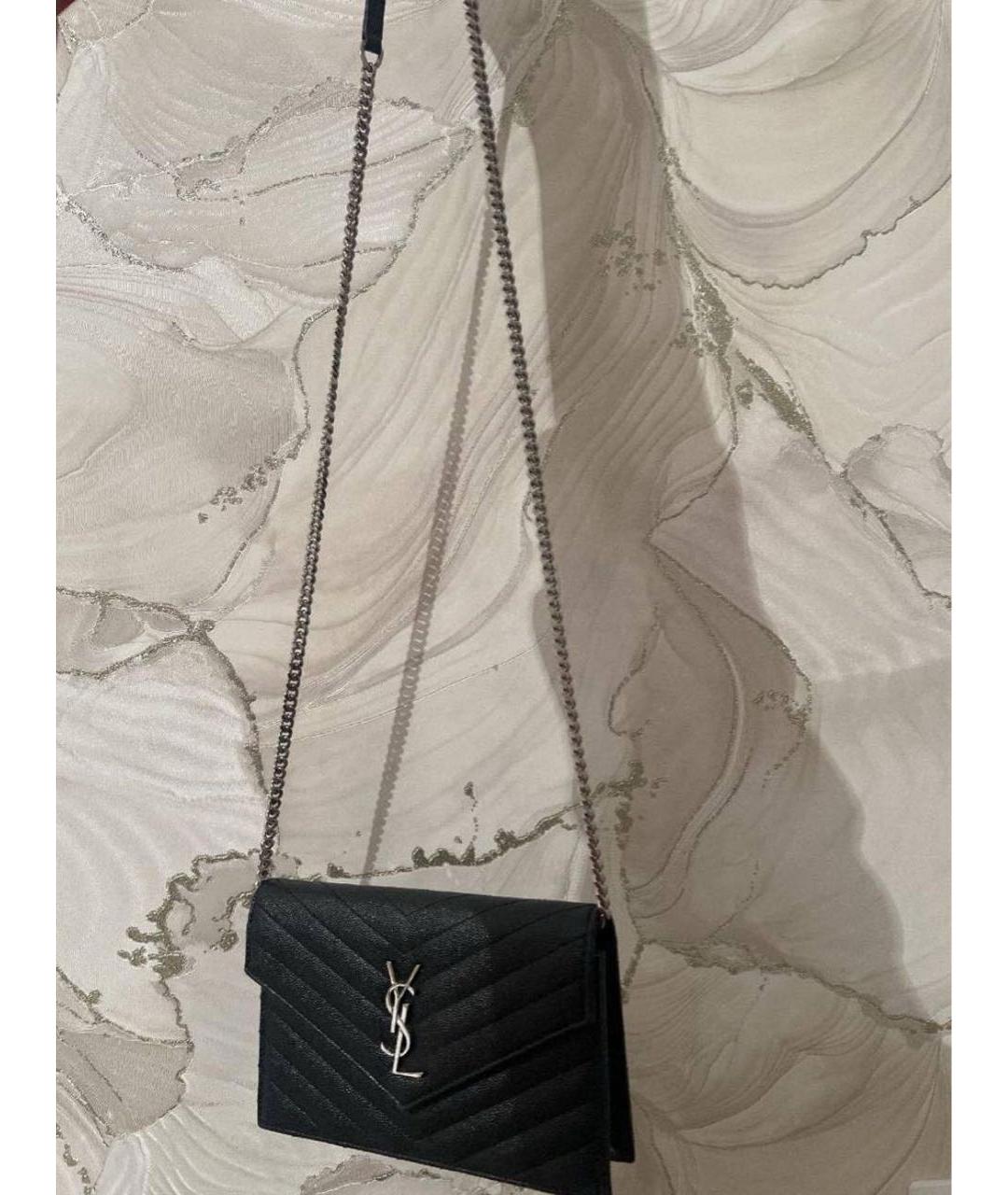 SAINT LAURENT Черный кожаный кошелек, фото 2