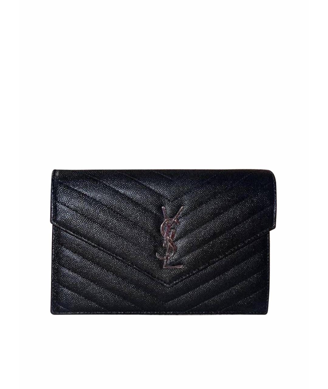 SAINT LAURENT Черный кожаный кошелек, фото 1