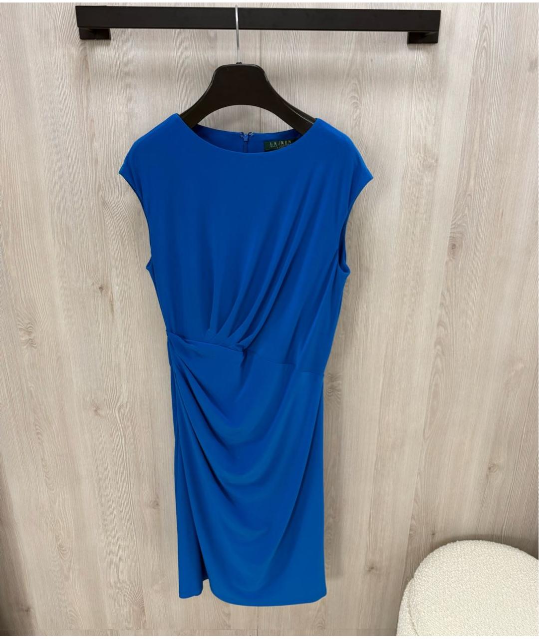 RALPH LAUREN Синее полиэстеровое повседневное платье, фото 5