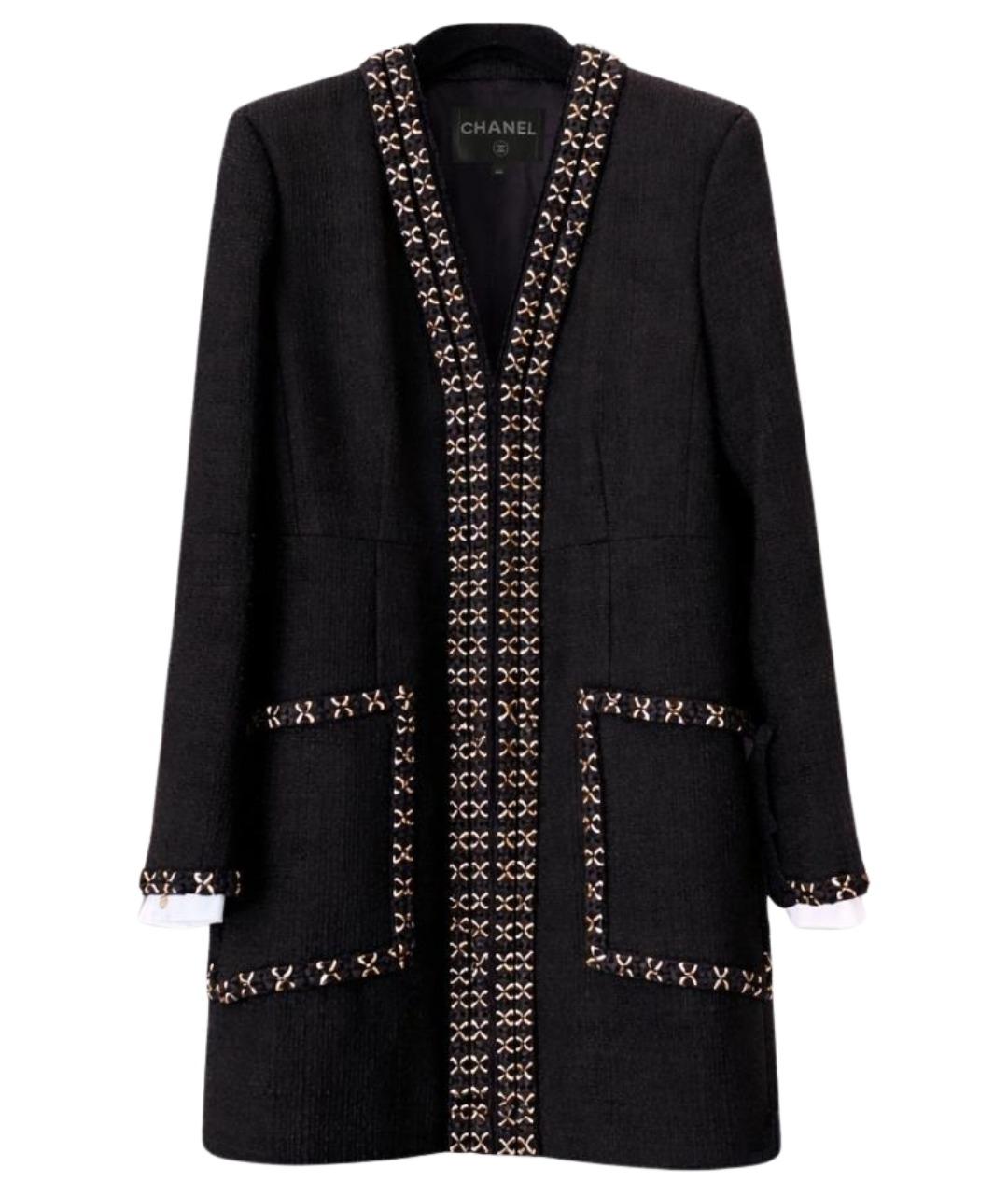 CHANEL Черный твидовый жакет/пиджак, фото 1