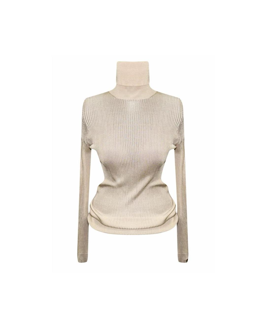 LORO PIANA Бежевая вискозная водолазка, фото 5