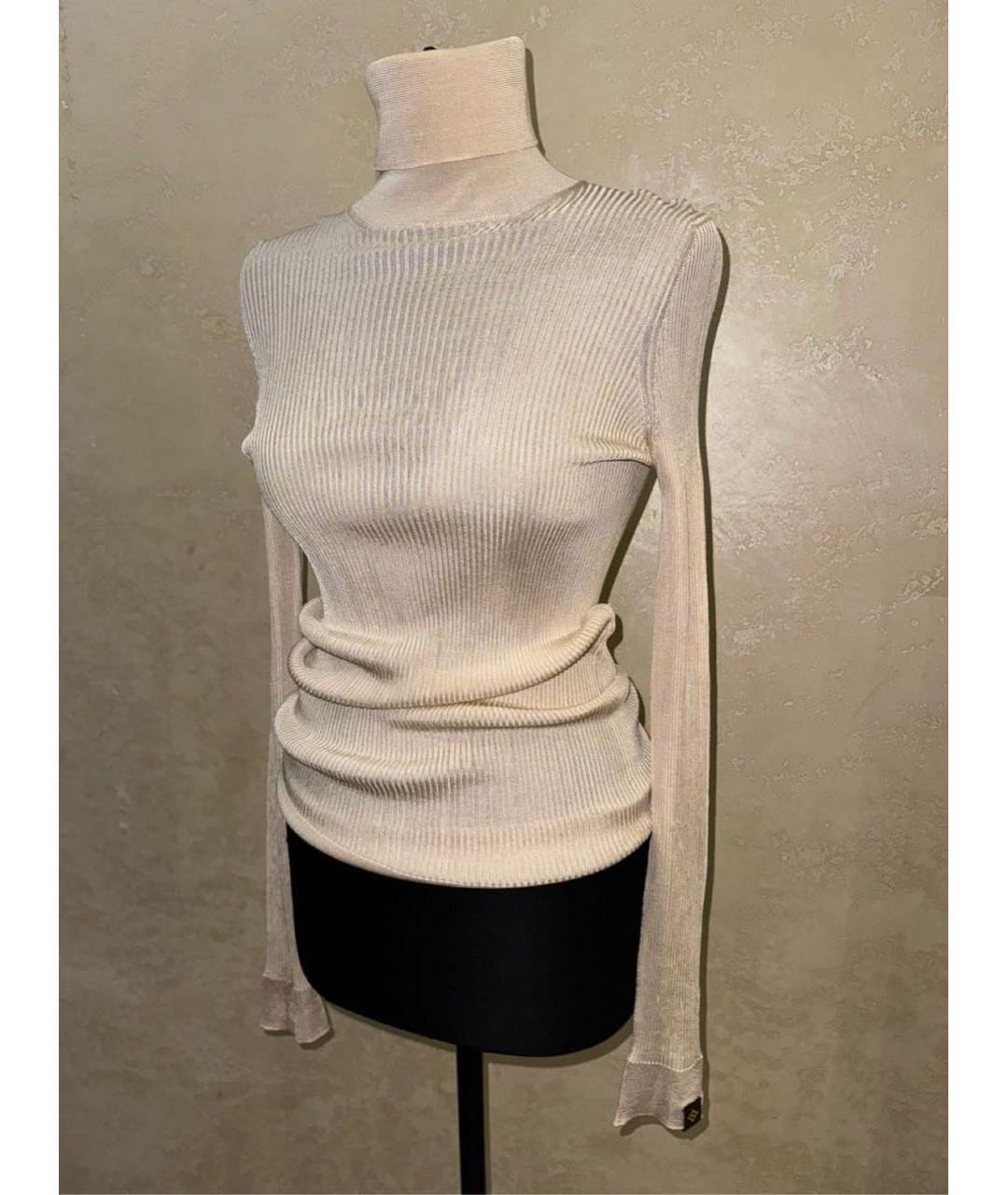 LORO PIANA Бежевая вискозная водолазка, фото 2