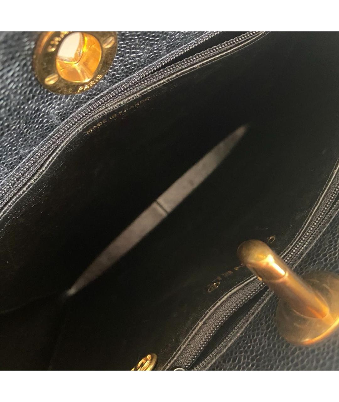 CHANEL Черная кожаная сумка тоут, фото 8