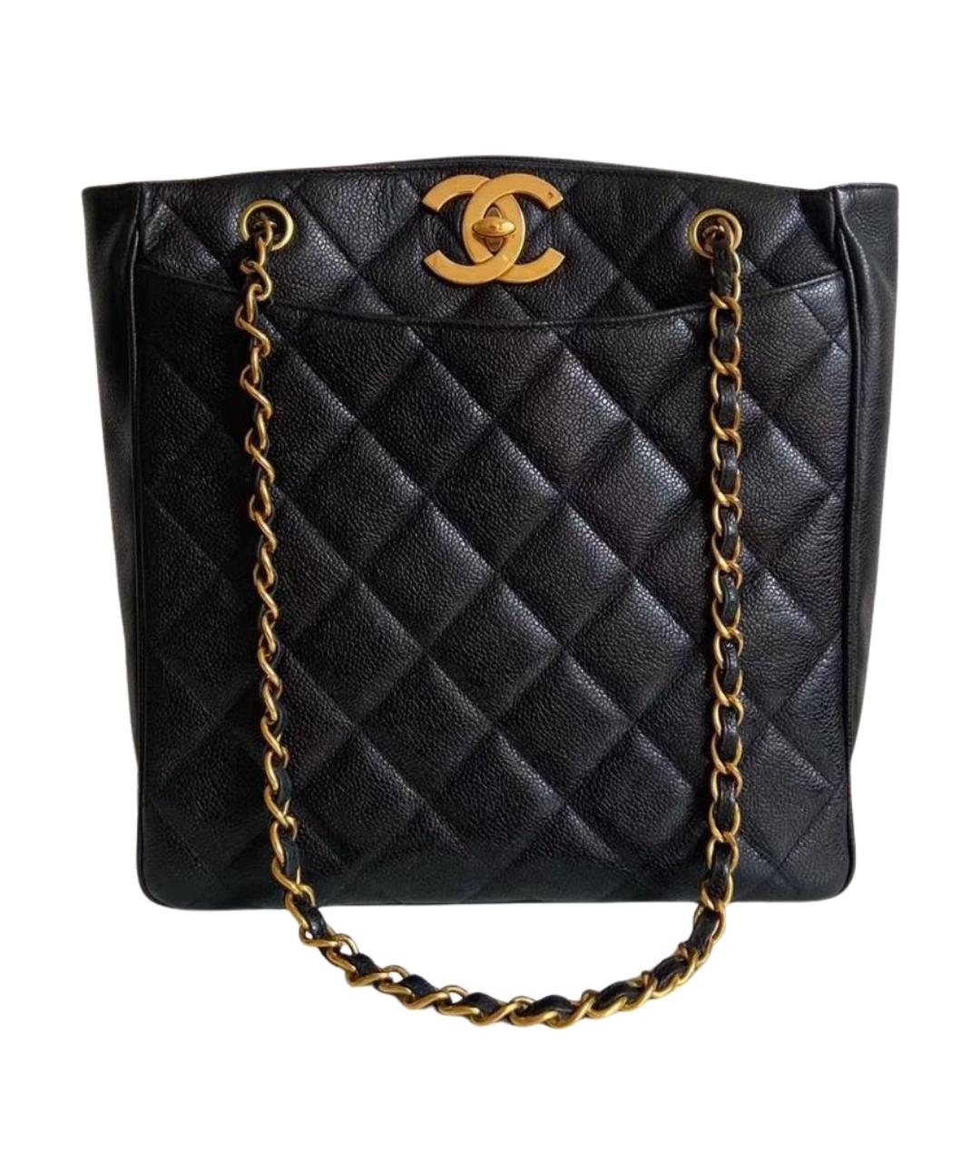 CHANEL Черная кожаная сумка тоут, фото 1