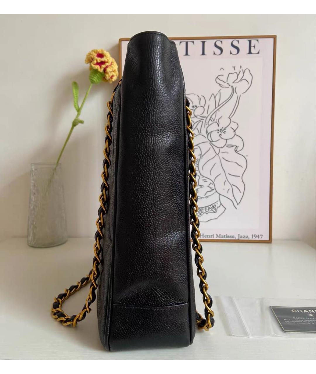 CHANEL Черная кожаная сумка тоут, фото 5