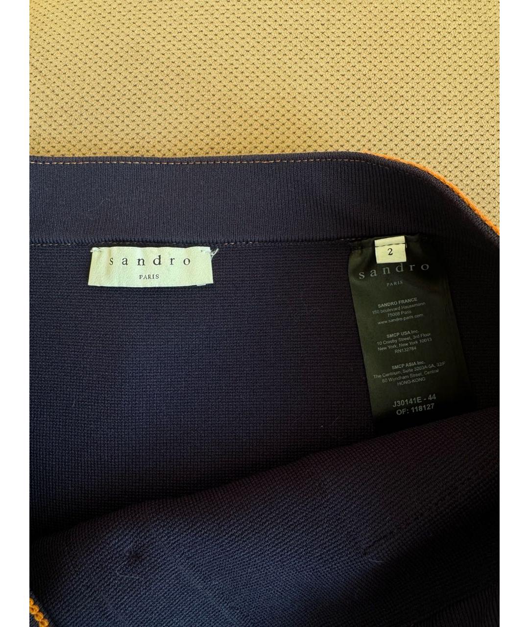 SANDRO Темно-синяя вискозная юбка мини, фото 4