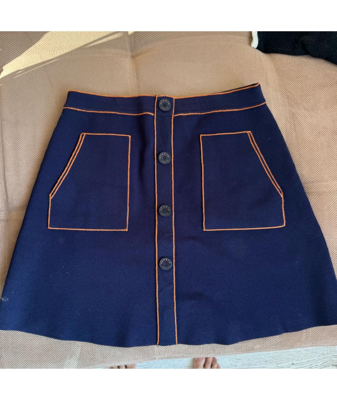 SANDRO Темно-синяя вискозная юбка мини, фото 5