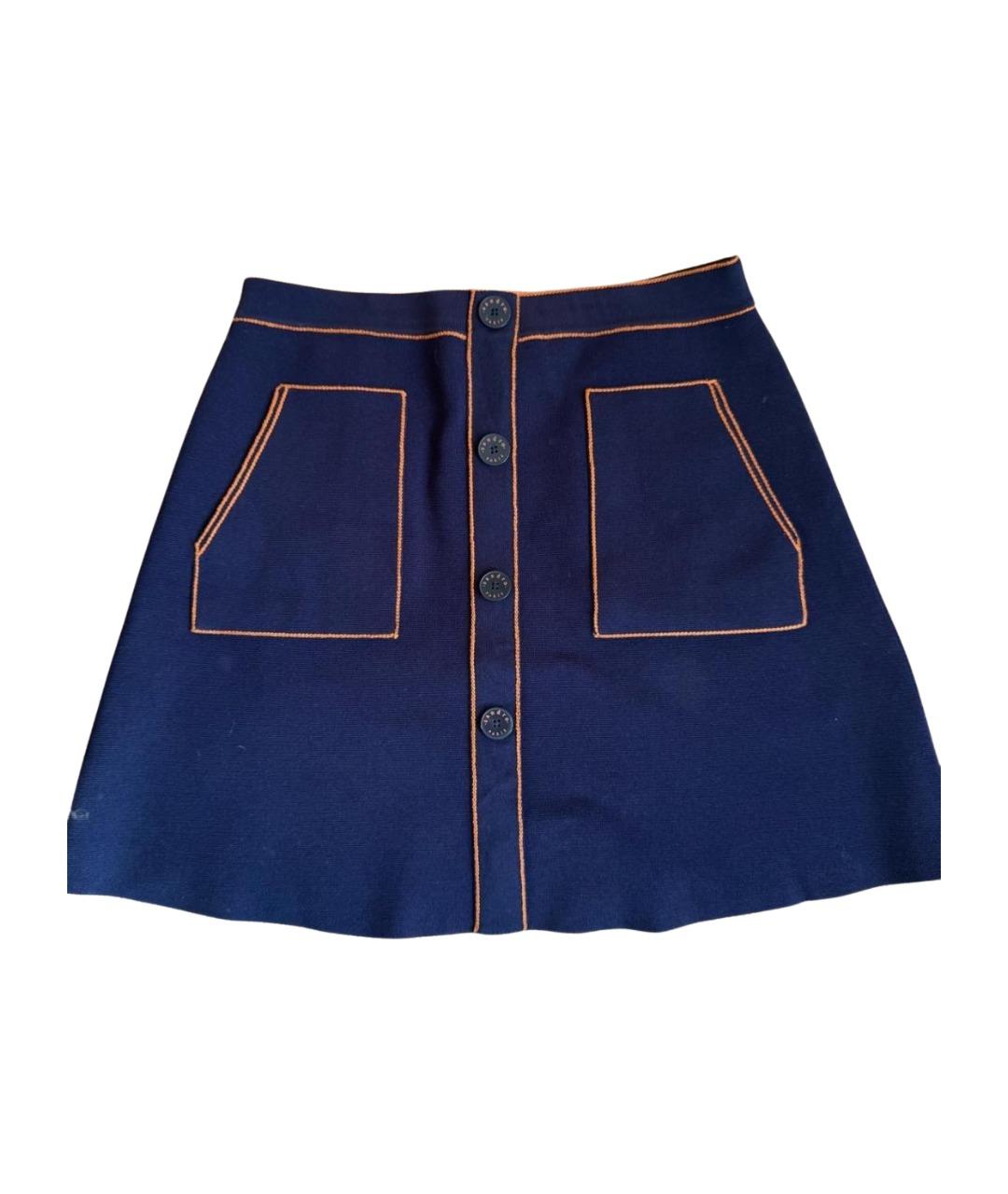 SANDRO Темно-синяя вискозная юбка мини, фото 1