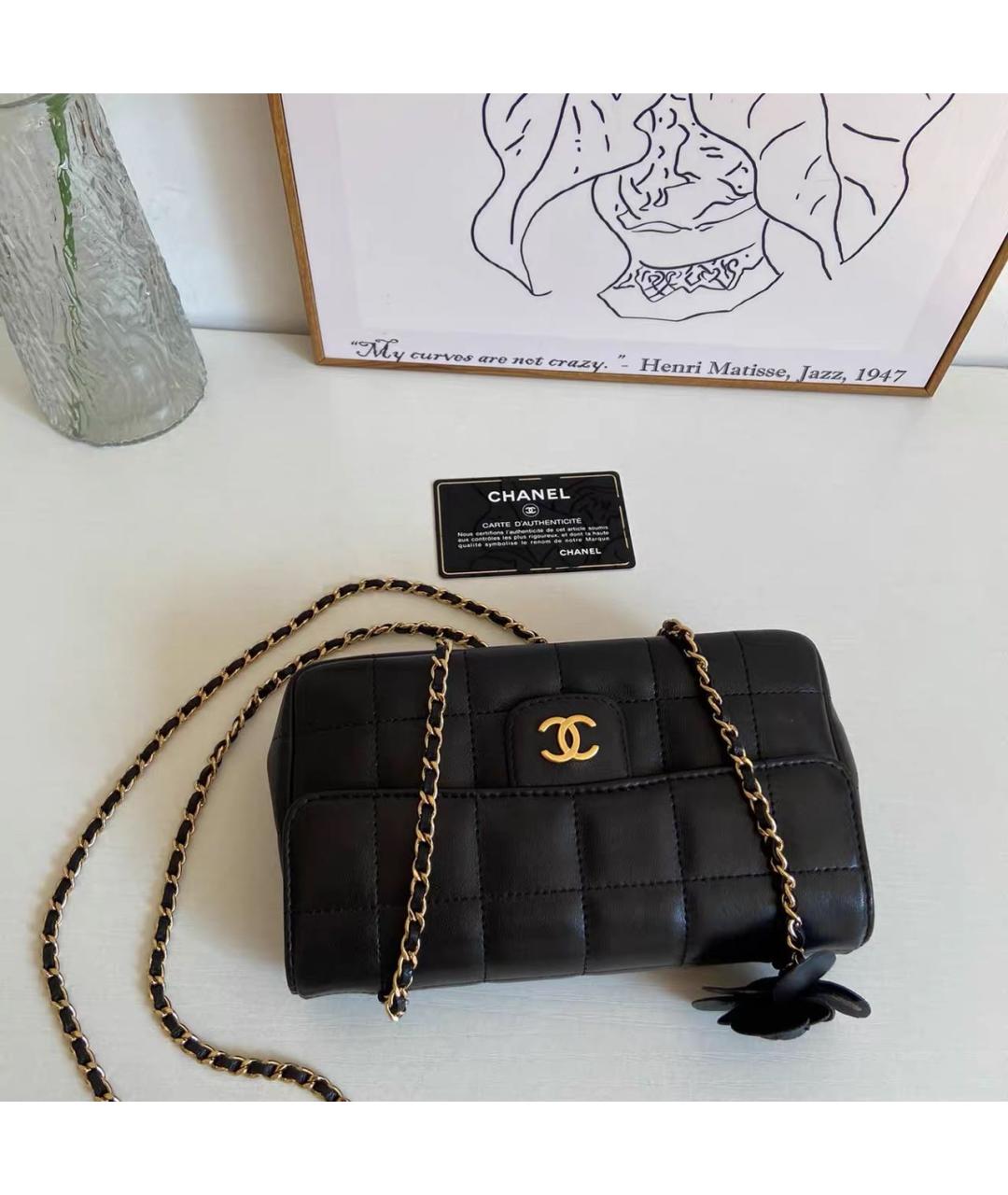 CHANEL Черная кожаная сумка через плечо, фото 7