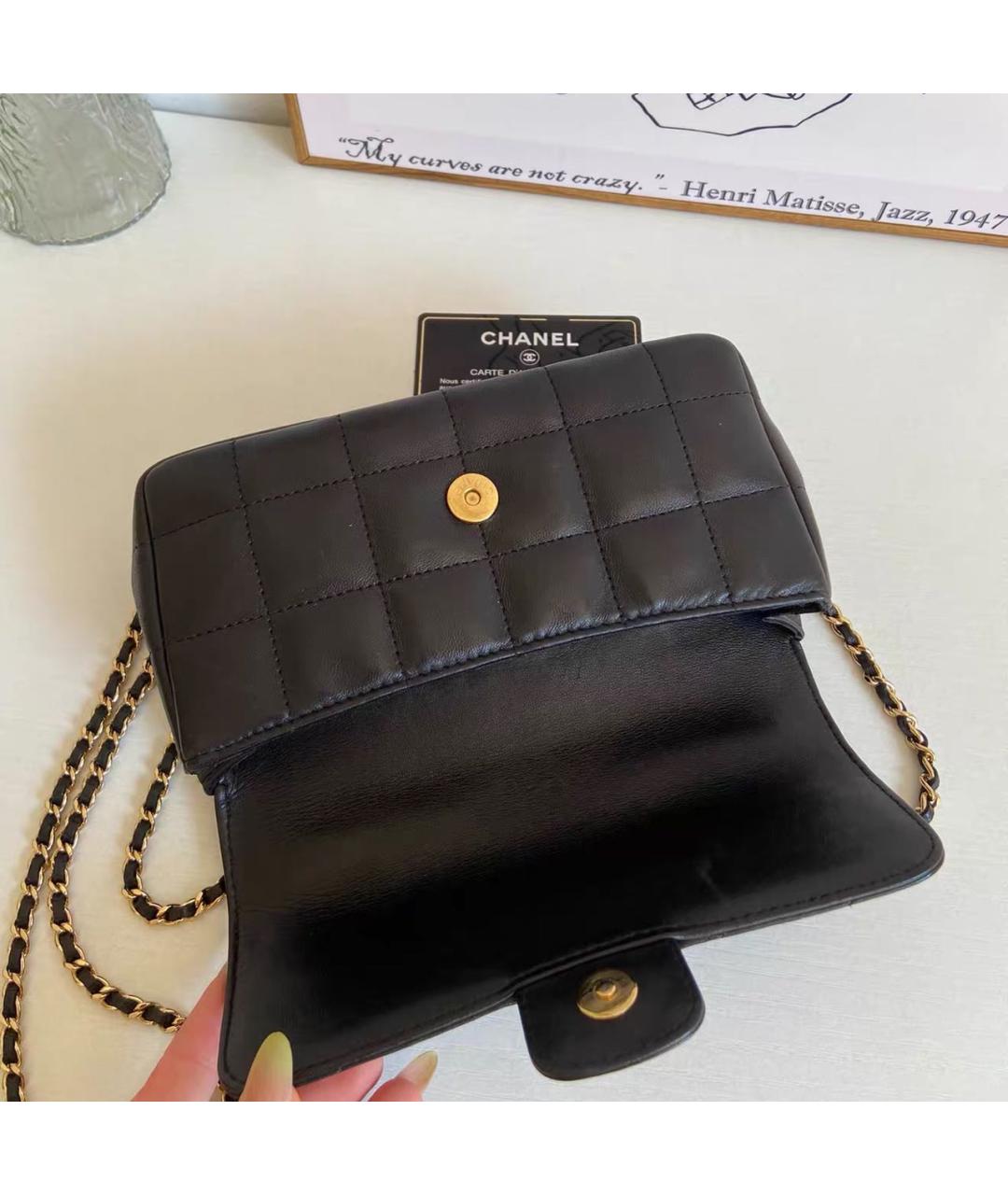 CHANEL Черная кожаная сумка через плечо, фото 8