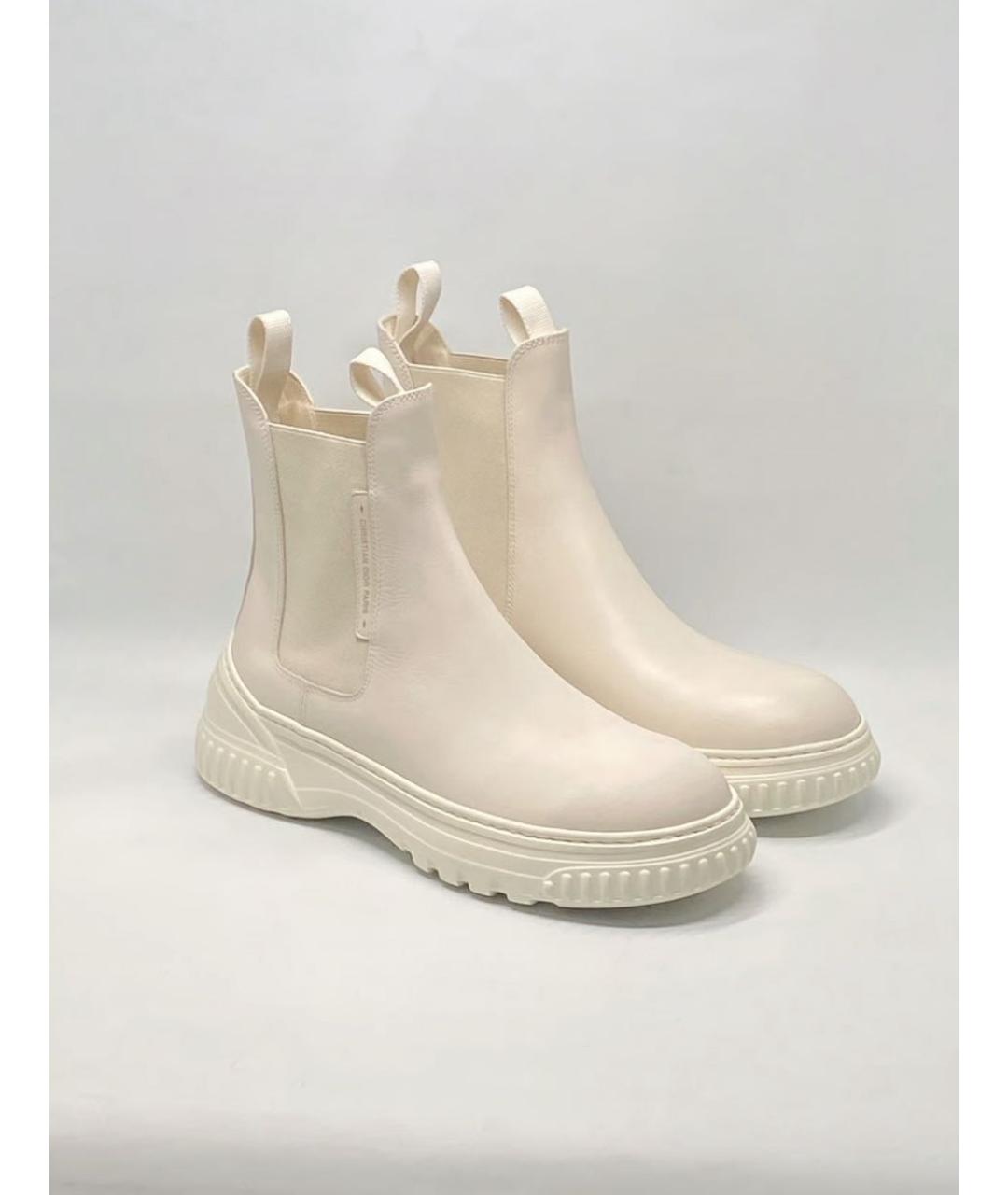 CHRISTIAN DIOR Бежевые кожаные полусапоги, фото 2